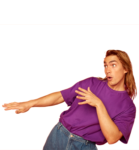 An image of a man pointing to the left